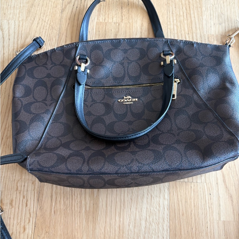Coach Signature Brown and Black Shoulder Bag